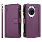 For Huawei nova 14 Pro Magnetic Closure 9 Card Slots Zipper Leather Case with Hand Strap(Purple) - 2