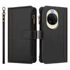 For Huawei nova 14 Magnetic Closure 9 Card Slots Zipper Leather Case with Hand Strap(Black) - 2