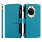 For Huawei nova 14 Magnetic Closure 9 Card Slots Zipper Leather Case with Hand Strap(Turquoise) - 2