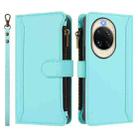 For Huawei nova 14 Magnetic Closure 9 Card Slots Zipper Leather Case with Hand Strap(Mint Green) - 2