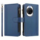For Huawei nova 14 Ultra Magnetic Closure 9 Card Slots Zipper Leather Case with Hand Strap(Dark Blue) - 2
