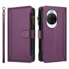 For Huawei nova 14 Ultra Magnetic Closure 9 Card Slots Zipper Leather Case with Hand Strap(Purple) - 2