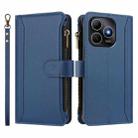 For Huawei Enjoy 80s 4G Magnetic Closure 9 Card Slots Zipper Leather Case with Hand Strap(Dark Blue) - 2