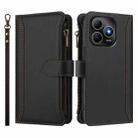 For Huawei Enjoy 80s 4G Magnetic Closure 9 Card Slots Zipper Leather Case with Hand Strap(Black) - 2