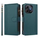 For Huawei Enjoy 80s 4G Magnetic Closure 9 Card Slots Zipper Leather Case with Hand Strap(Dark Green) - 2