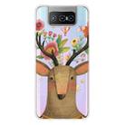 For Asus Zenfone 7 Pro ZS671KS Shockproof Painted Transparent TPU Protective Case(Flower Deer) - 1