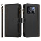 For OnePlus 10T 5G Global Magnetic Closure 9 Card Slots Zipper Leather Case with Hand Strap(Black) - 2