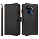 For OnePlus 11R 5G Global Magnetic Closure 9 Card Slots Zipper Leather Case with Hand Strap(Black) - 2