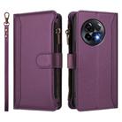 For OnePlus 11R 5G Global Magnetic Closure 9 Card Slots Zipper Leather Case with Hand Strap(Purple) - 2