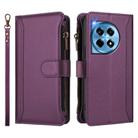 For OnePlus 12 5G Global Magnetic Closure 9 Card Slots Zipper Leather Case with Hand Strap(Purple) - 2