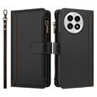 For OnePlus 13 Magnetic Closure 9 Card Slots Zipper Leather Case with Hand Strap(Black) - 2