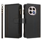 For OnePlus 13R / Ace 5 Pro 5G Magnetic Closure 9 Card Slots Zipper Leather Case with Hand Strap(Black) - 2