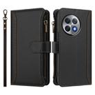For OnePlus Ace 2 Pro 5G Magnetic Closure 9 Card Slots Zipper Leather Case with Hand Strap(Black) - 2