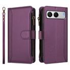 For OnePlus Nord 4 5G Global Magnetic Closure 9 Card Slots Zipper Leather Case with Hand Strap(Purple) - 2