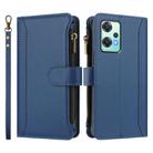For OnePlus Nord CE 2 Lite 5G Magnetic Closure 9 Card Slots Zipper Leather Case with Hand Strap(Dark Blue) - 2