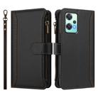 For OnePlus Nord CE 2 Lite 5G Magnetic Closure 9 Card Slots Zipper Leather Case with Hand Strap(Black) - 2
