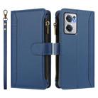 For OnePlus Nord CE 2 5G Magnetic Closure 9 Card Slots Zipper Leather Case with Hand Strap(Dark Blue) - 2