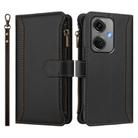 For OnePlus Nord CE3 5G India Magnetic Closure 9 Card Slots Zipper Leather Case with Hand Strap(Black) - 2