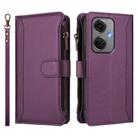For OnePlus Nord CE3 5G India Magnetic Closure 9 Card Slots Zipper Leather Case with Hand Strap(Purple) - 2