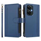 For OnePlus Nord CE 3 Lite 5G Magnetic Closure 9 Card Slots Zipper Leather Case with Hand Strap(Dark Blue) - 2