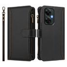 For OnePlus Nord CE 3 Lite 5G Magnetic Closure 9 Card Slots Zipper Leather Case with Hand Strap(Black) - 2