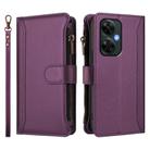 For OnePlus Nord CE 3 Lite 5G Magnetic Closure 9 Card Slots Zipper Leather Case with Hand Strap(Purple) - 2