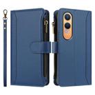 For OnePlus Nord CE4 Lite 5G Global Magnetic Closure 9 Card Slots Zipper Leather Case with Hand Strap(Dark Blue) - 2