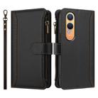 For OnePlus Nord CE4 Lite 5G Global Magnetic Closure 9 Card Slots Zipper Leather Case with Hand Strap(Black) - 2