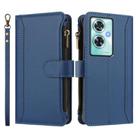 For OnePlus Nord N30 SE 5G Magnetic Closure 9 Card Slots Zipper Leather Case with Hand Strap(Dark Blue) - 2