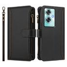 For OnePlus Nord N30 SE 5G Magnetic Closure 9 Card Slots Zipper Leather Case with Hand Strap(Black) - 2