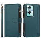 For OnePlus Nord N30 SE 5G Magnetic Closure 9 Card Slots Zipper Leather Case with Hand Strap(Dark Green) - 2