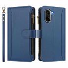 For OnePlus Ace 5 Racing Magnetic Closure 9 Card Slots Zipper Leather Case with Hand Strap(Dark Blue) - 2