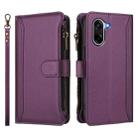 For OnePlus Ace 5 Racing Magnetic Closure 9 Card Slots Zipper Leather Case with Hand Strap(Purple) - 2