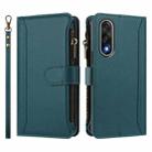 For OnePlus Ace 5 Ultra Magnetic Closure 9 Card Slots Zipper Leather Case with Hand Strap(Dark Green) - 2