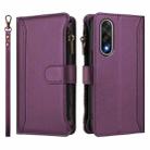 For OnePlus Ace 5 Ultra Magnetic Closure 9 Card Slots Zipper Leather Case with Hand Strap(Purple) - 2