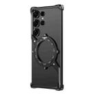 For Samsung Galaxy S24 Ultra 5G S Shaped 360 Holder Airbag Frameless MagSafe Metal Phone Case(Black) - 1
