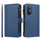 For Honor 50 SE / Huawei nova 9 SE Magnetic Closure 9 Card Slots Zipper Leather Case with Hand Strap(Dark Blue) - 2