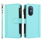 For Honor 50 SE / Huawei nova 9 SE Magnetic Closure 9 Card Slots Zipper Leather Case with Hand Strap(Mint Green) - 2