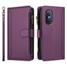 For Honor 50 SE / Huawei nova 9 SE Magnetic Closure 9 Card Slots Zipper Leather Case with Hand Strap(Purple) - 2