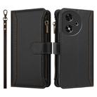For Honor Play 50 Magnetic Closure 9 Card Slots Zipper Leather Case with Hand Strap(Black) - 2