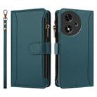 For Honor Play 50 Magnetic Closure 9 Card Slots Zipper Leather Case with Hand Strap(Dark Green) - 2