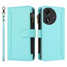 For Honor Play 50 Magnetic Closure 9 Card Slots Zipper Leather Case with Hand Strap(Mint Green) - 2