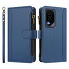For Honor GT 5G Magnetic Closure 9 Card Slots Zipper Leather Case with Hand Strap(Dark Blue) - 2