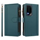 For Honor GT 5G Magnetic Closure 9 Card Slots Zipper Leather Case with Hand Strap(Dark Green) - 2