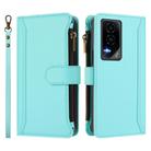 For Honor GT 5G Magnetic Closure 9 Card Slots Zipper Leather Case with Hand Strap(Mint Green) - 2