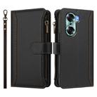 For Honor 60 5G Magnetic Closure 9 Card Slots Zipper Leather Case with Hand Strap(Black) - 2