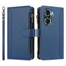 For Honor 60 Pro 5G Magnetic Closure 9 Card Slots Zipper Leather Case with Hand Strap(Dark Blue) - 2