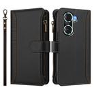 For Honor 60 Pro 5G Magnetic Closure 9 Card Slots Zipper Leather Case with Hand Strap(Black) - 2