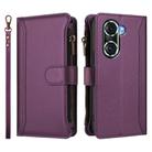 For Honor 60 Pro 5G Magnetic Closure 9 Card Slots Zipper Leather Case with Hand Strap(Purple) - 2