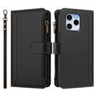 For Honor 60 SE 5G Magnetic Closure 9 Card Slots Zipper Leather Case with Hand Strap(Black) - 2